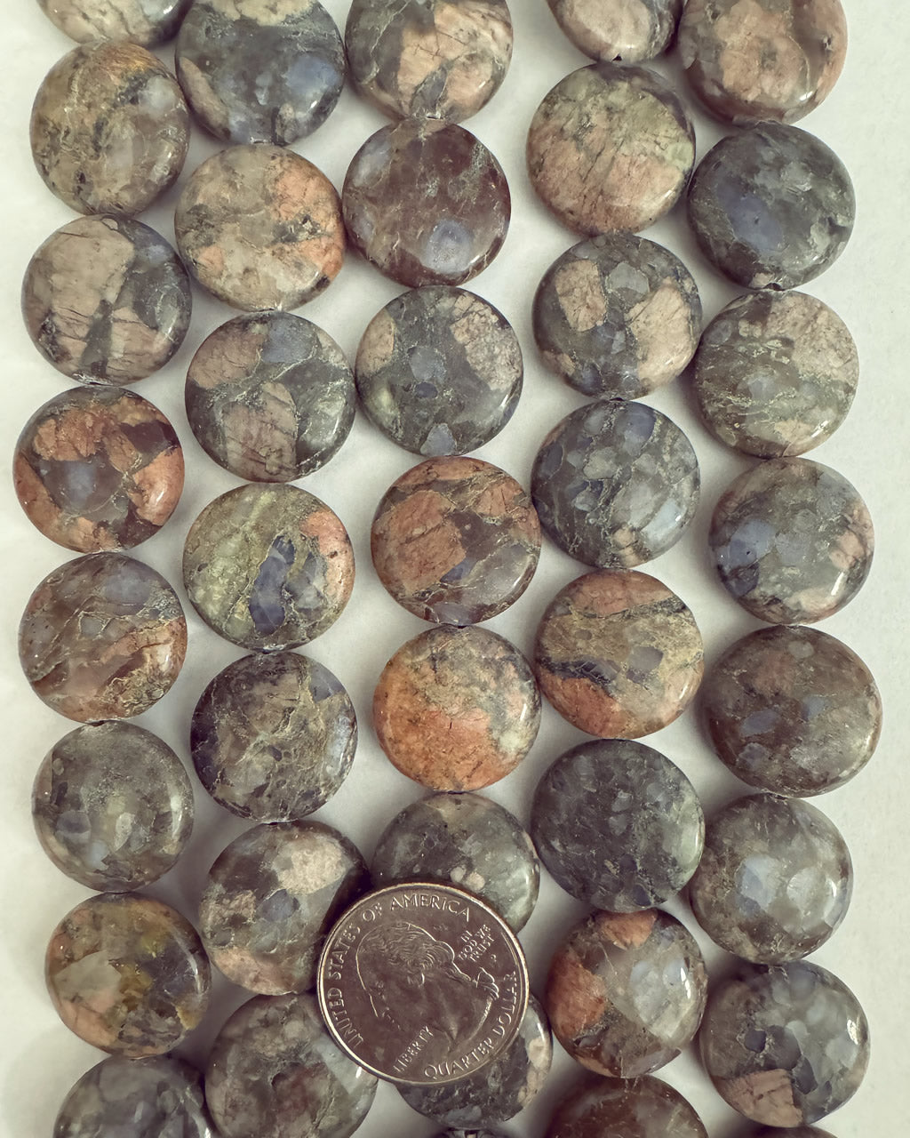 Llanite Rhyolite, 20x20x6mm puff coin, 15