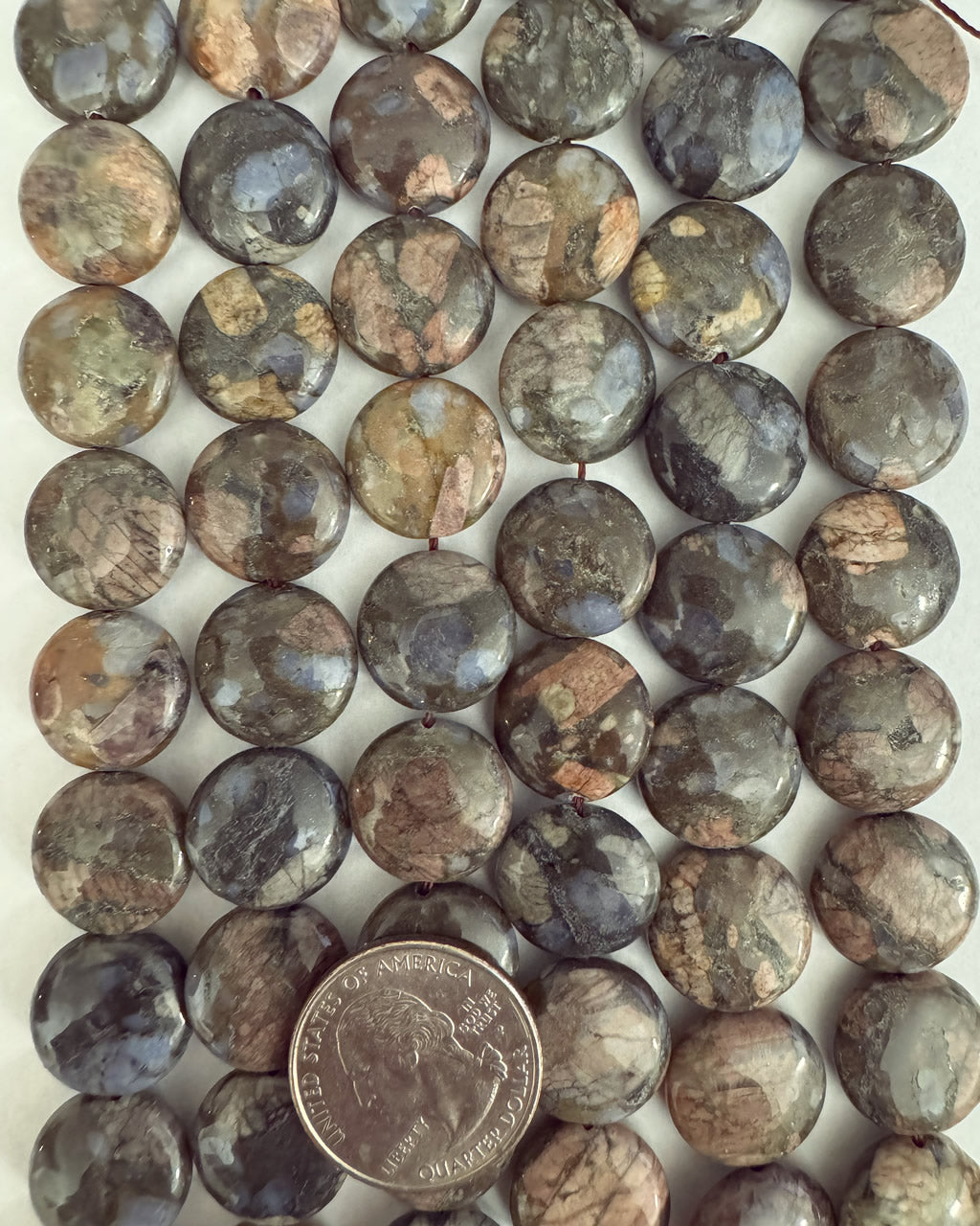 Llanite Rhyolite, 16x16x6mm puff coin, 15