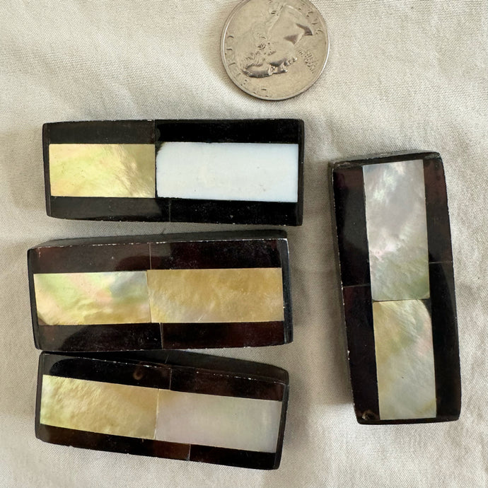 Mother of pearl oyster mosaic shell beads, 58x22x10mm puff rectangle size mix, sold per bead