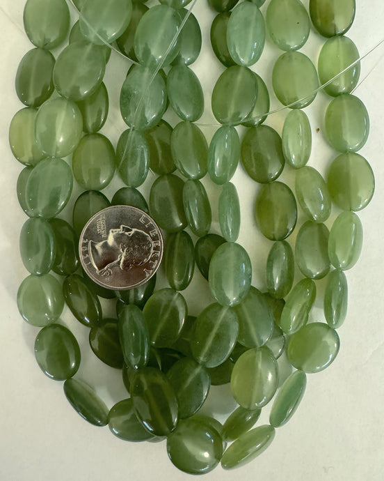 New Jade, 18x13x6mm puff oval, 15