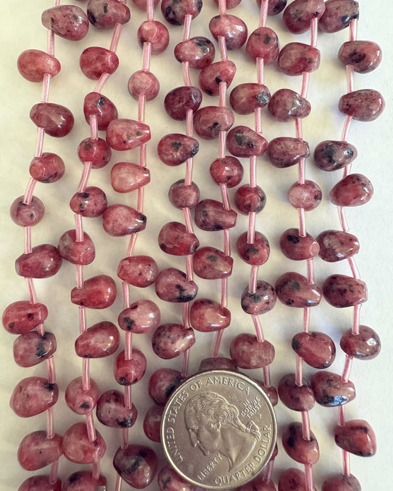 Pink kiwi quartz, 10x7x7mm pear pendant, 15