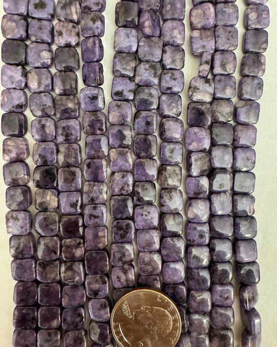 Purple Kiwi Quartz, 8x8x4mm puff square, 15