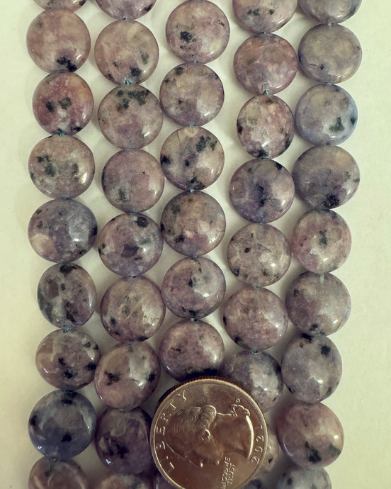 Purple Kiwi Quartz, 14x14x6mm puff coin, 15