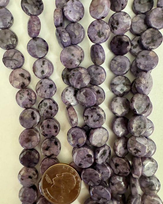 Purple Kiwi Quartz, 12x12x4mm puff coin, 15