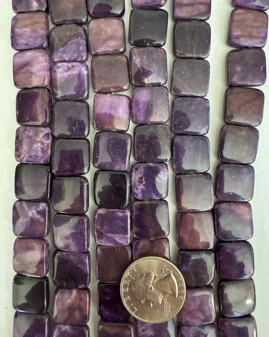 Purple Matrix Jasper, 14x14x5mm puff square, 15