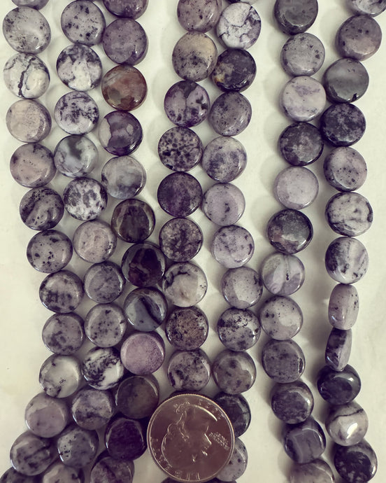 Purple Crazy Lace Agate, 12x12x5mm puff coin, 15