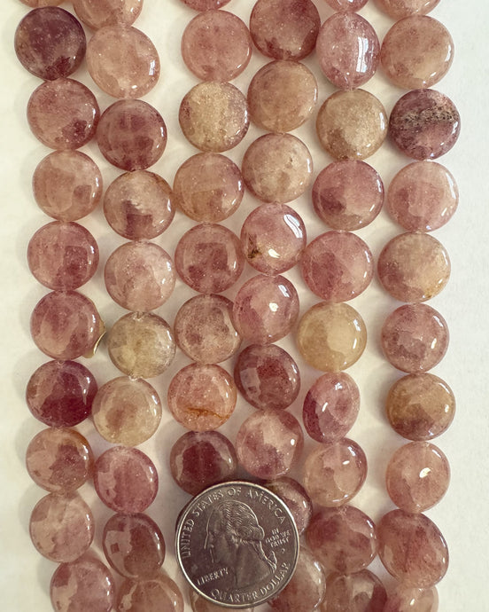 Ruby Quartz, 14x14x5mm puff coin, 15