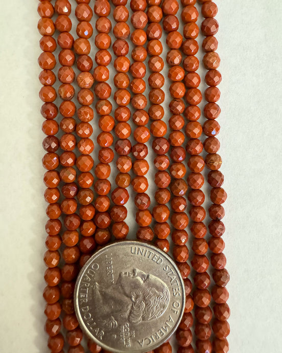 Red Jasper, 4mm faceted round, 15