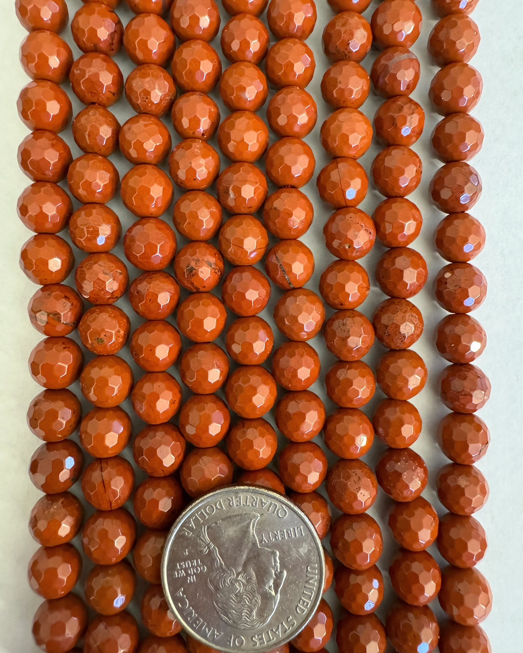 Red Jasper, 8mm faceted round, 15