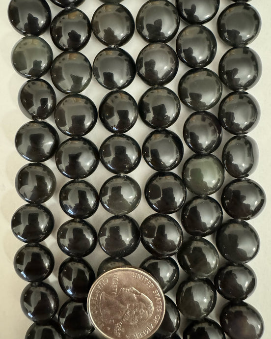 Rainbow Obsidian, 14x14x8mm puff coin, 15