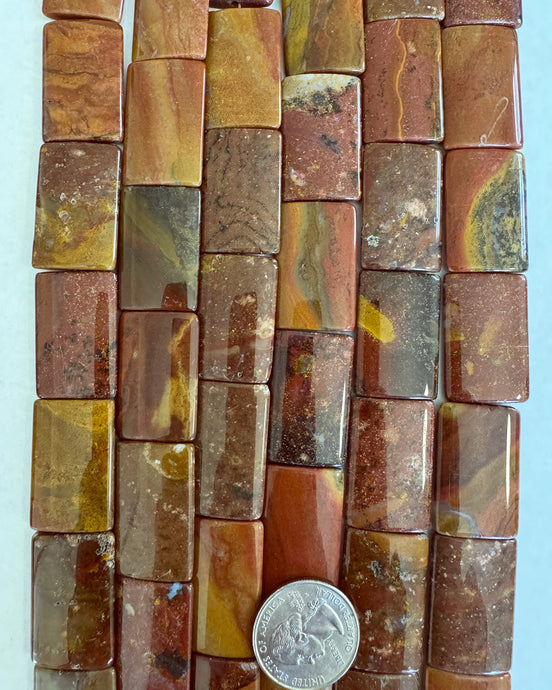 Red Wooden Jasper, 30x20x5mm flat rectangle, 15