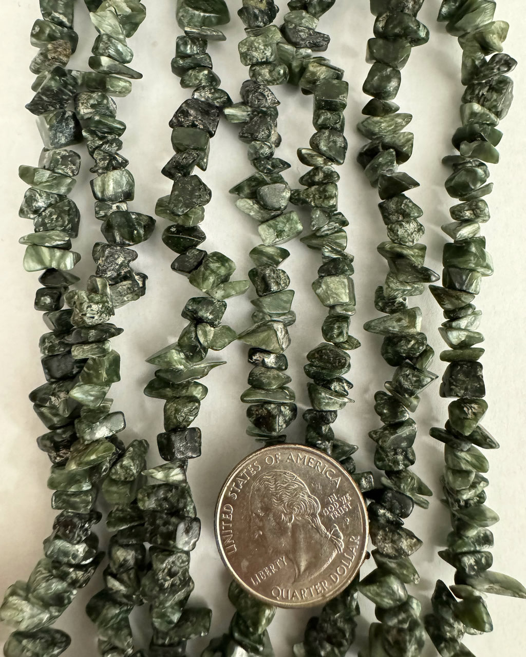 Seraphinite, 7mm nugget chips mixed size, 15
