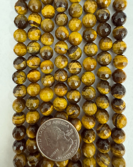 Tiger Eye, 8mm faceted round, 15
