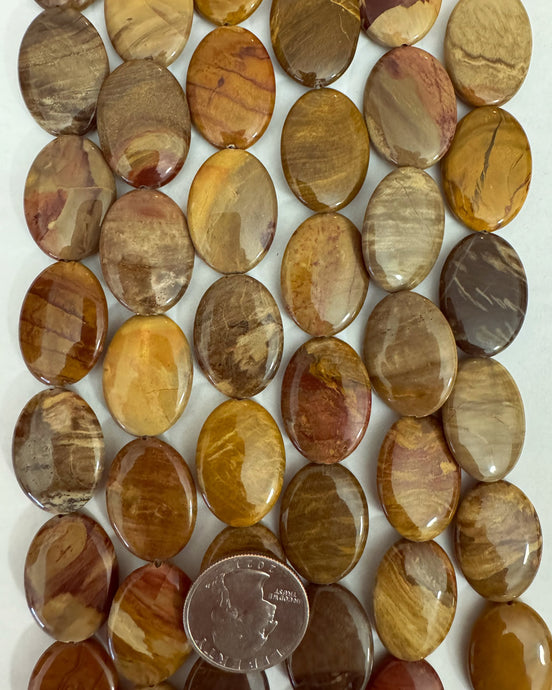 Wooden Jasper, 25x18x6mm puff oval, 15