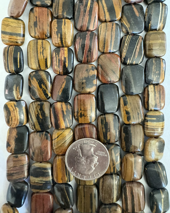 Wooden Lace Jasper, 18x13x6mm puff rectangle, 15