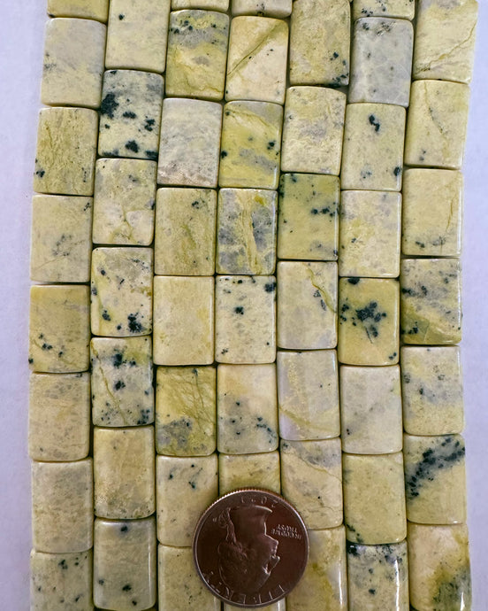 Yellow Turquoise, 18x13x5mm flat rectangle, 15